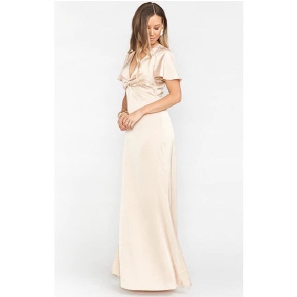 Show Me Your Mumu Rome Twist Gown Champagne Luxe Satin XXS NEW NWT - Picture 4 of 6